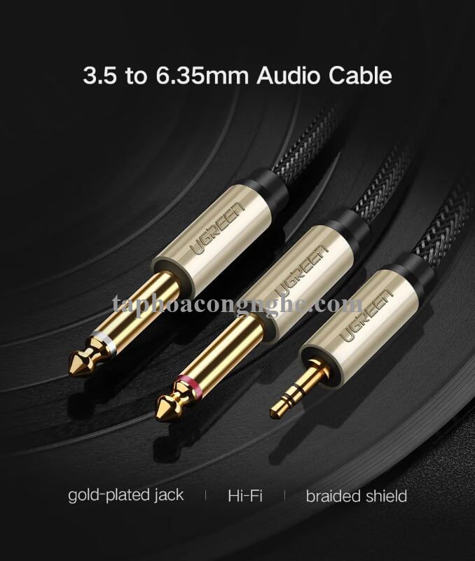 Ugreen 40794 5M Màu Đen Cáp âm thanh 2 đầu 6.5mm dương sang 3.5mm dương cao cấp AV126 30040794